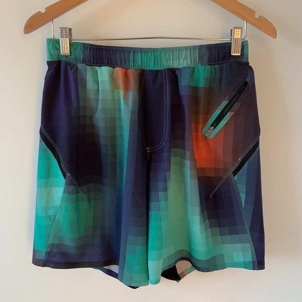 lululemon athletica Pixel Pattern Shorts - Blue and Green